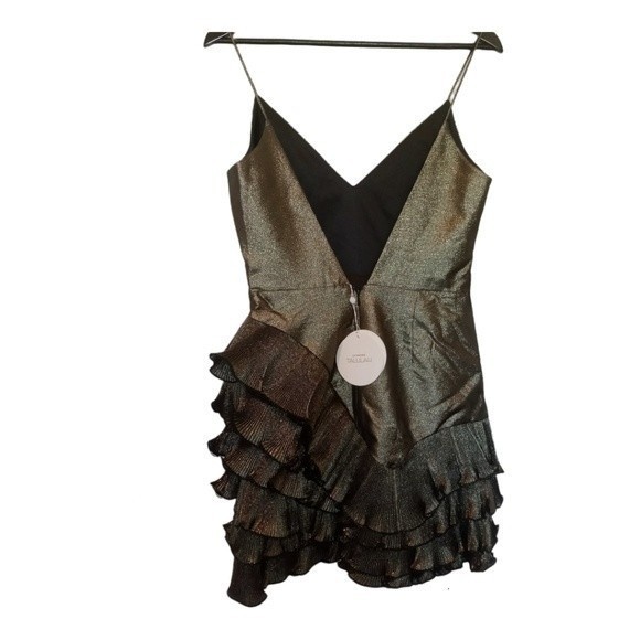 NWT La Maison TALULAH Golda Ruffle Gold Mini Dress M - Picture 5 of 10
